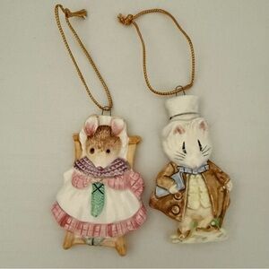 Beatrix Potter Ornaments~Old Woman In The Shoe & the Amiable Guinea Pig